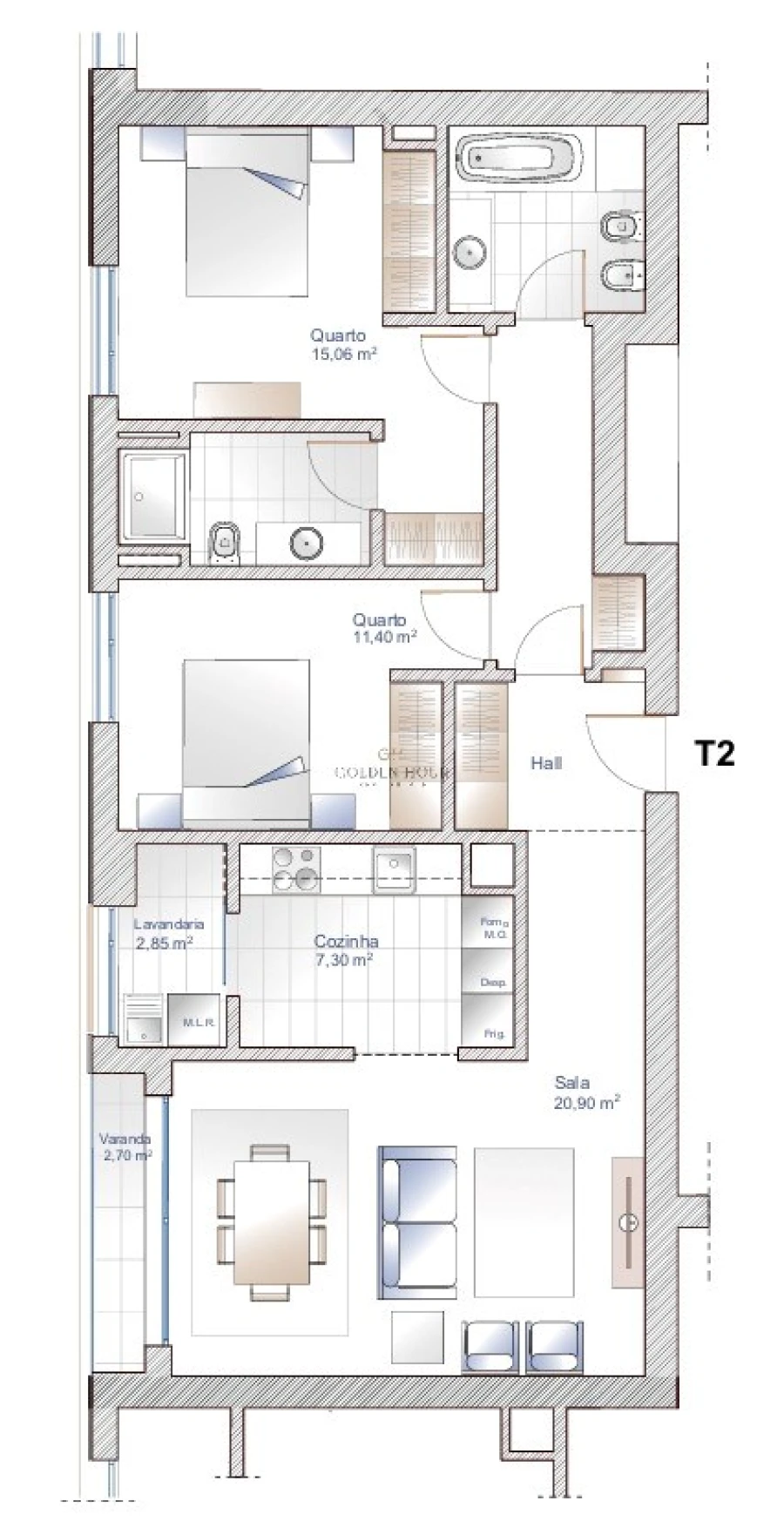 Apartamento T2 para Venda em Oliveira do Douro Planta 1