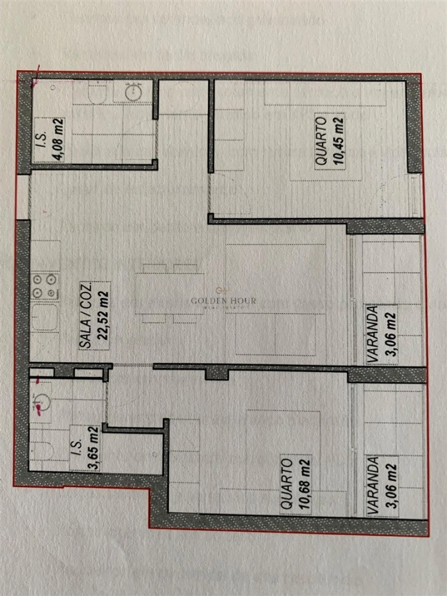 Apartamento T2 para Venda em Mafamude e Vilar do Paraíso Planta 1