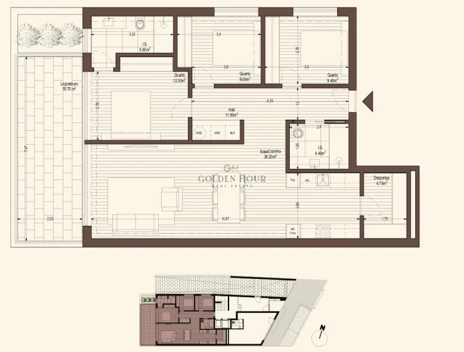 Apartamento T3 para Venda em Canelas Planta 1