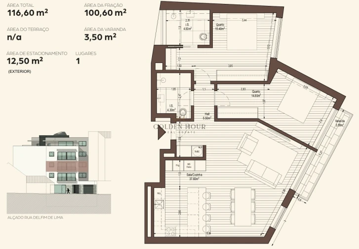 Apartamento T2 para Venda em Canelas Planta 1