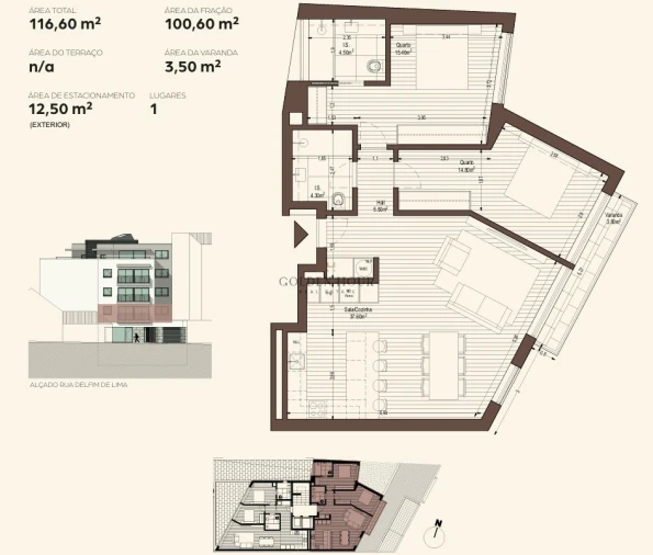 Apartamento T2 para Venda em Canelas Planta 1