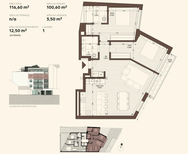 Apartamento T2 para Venda em Canelas Planta 1