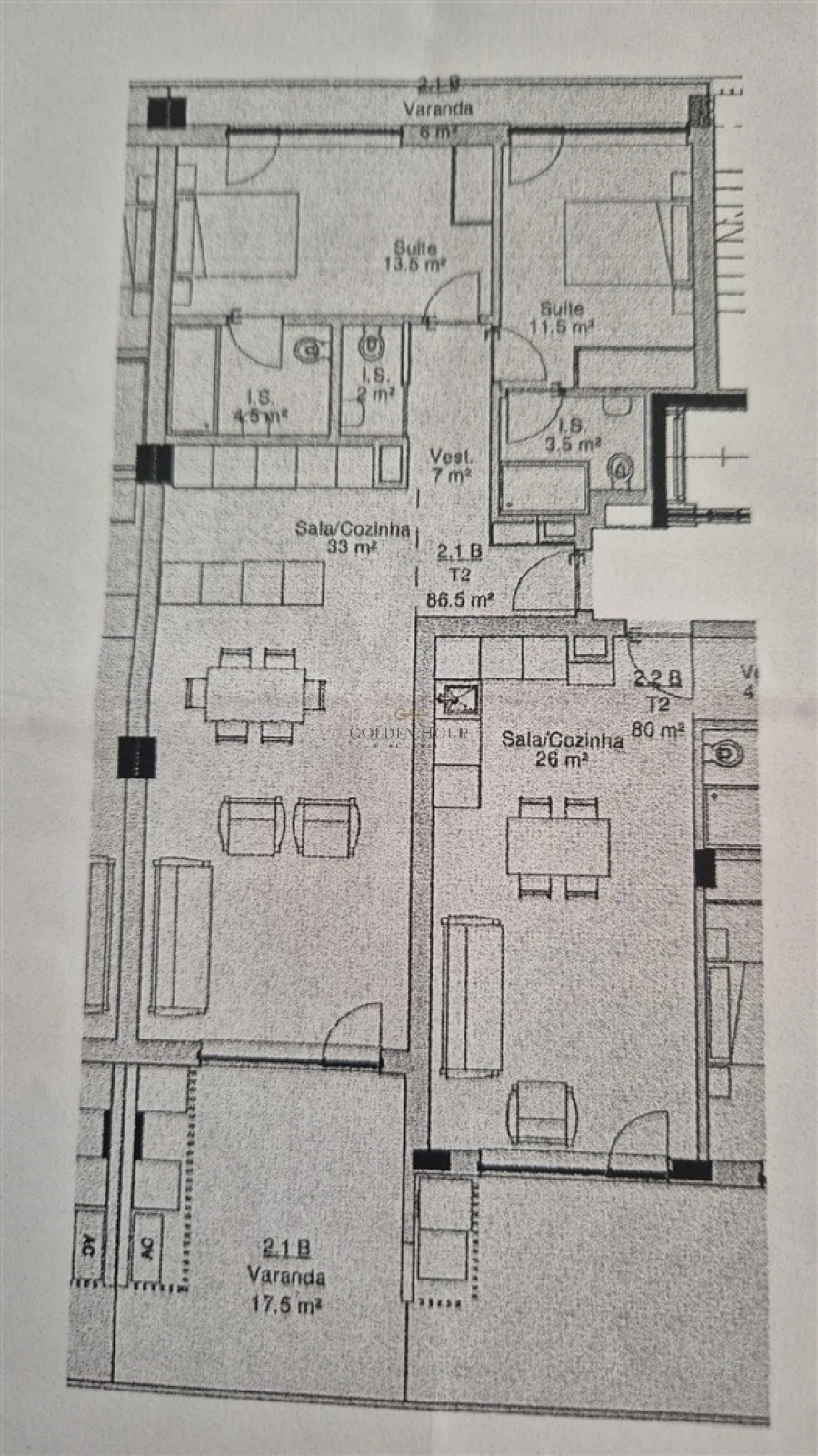 Apartamento T2 para Arrendamento em Canidelo Planta 1