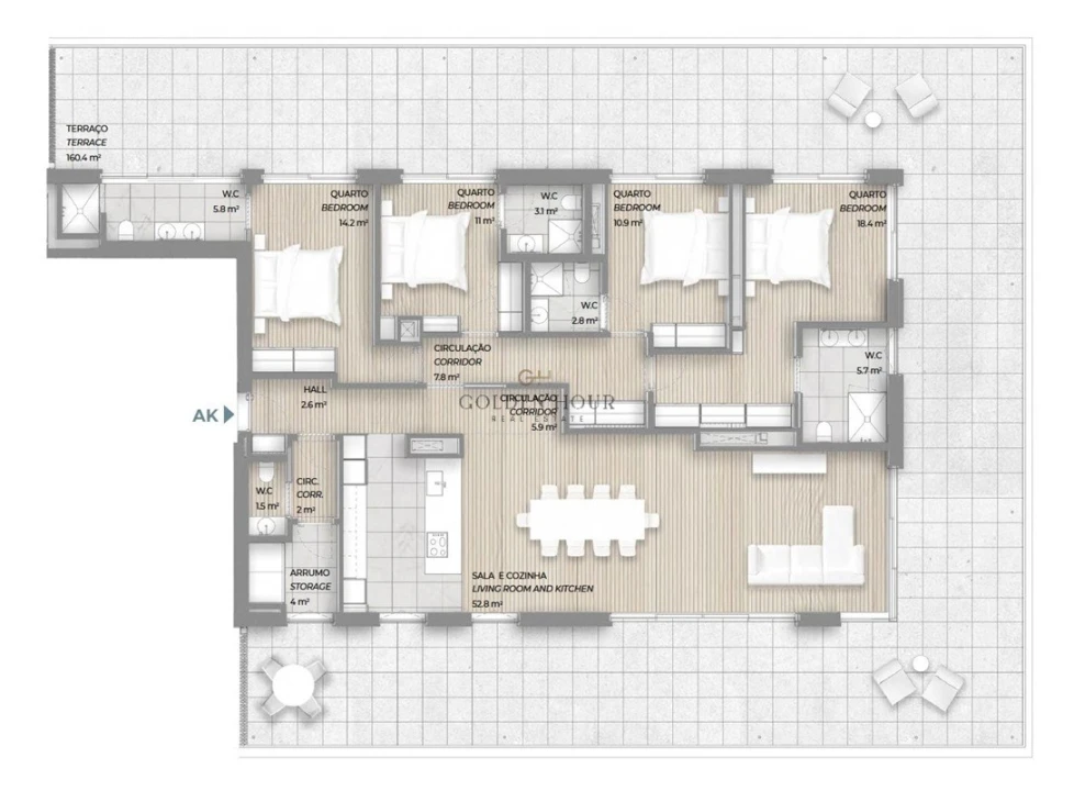 Apartamento T4 para Venda em Canidelo Planta 2