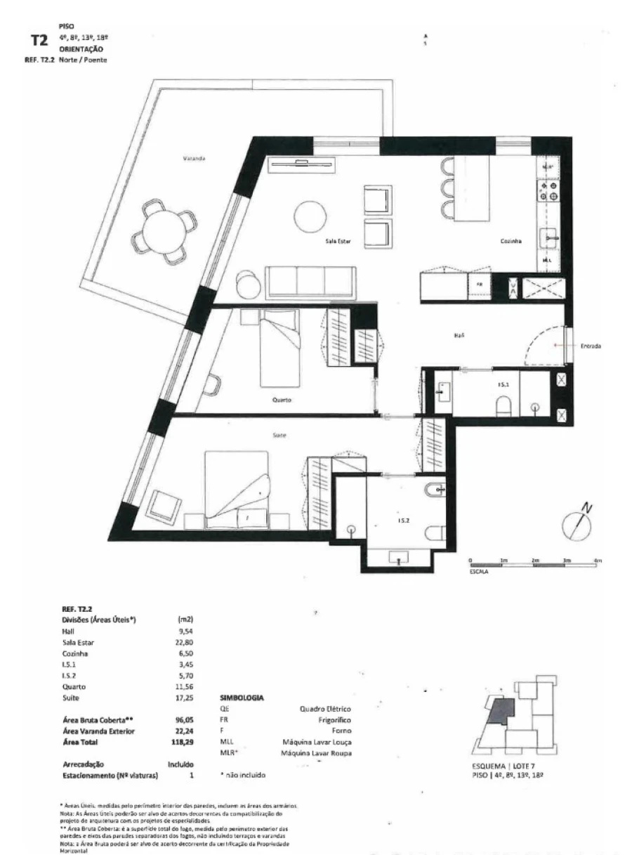 Apartamento T2 para Venda em Matosinhos e Leça da Palmeira Planta 1