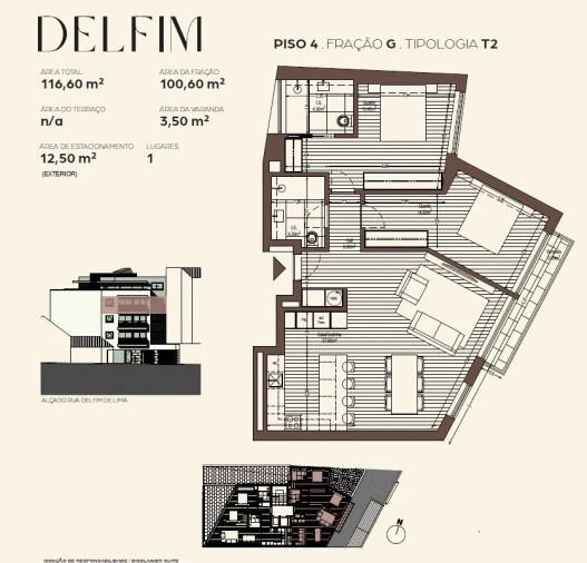 Apartamento T2 para Venda em Canelas Planta 1