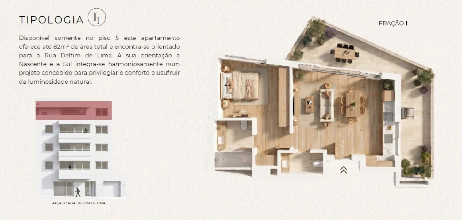 Apartamento T1 para Venda em Canelas Planta 2