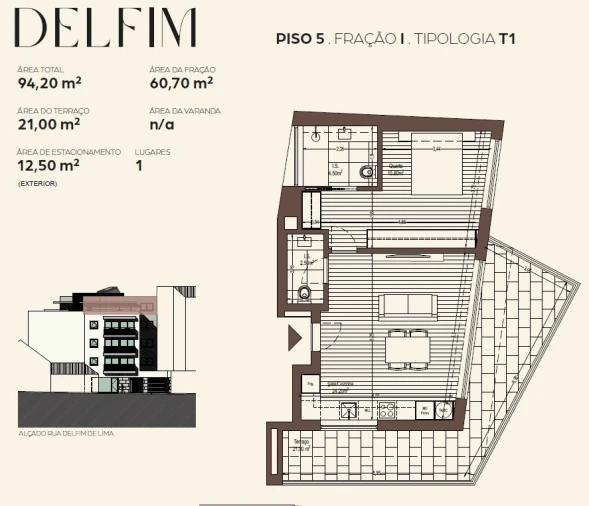 Apartamento T1 para Venda em Canelas Planta 1