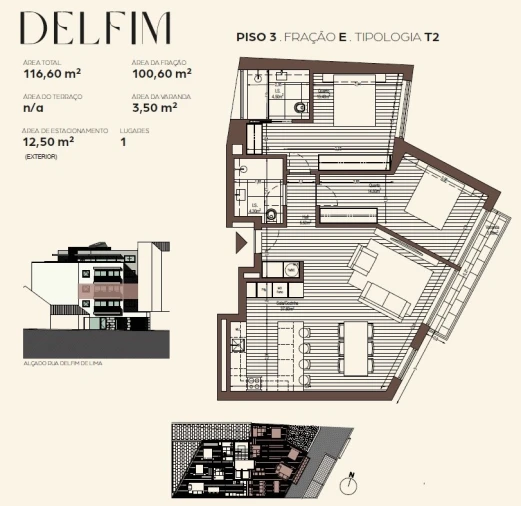 Apartamento T2 para Venda em Canelas Planta 1
