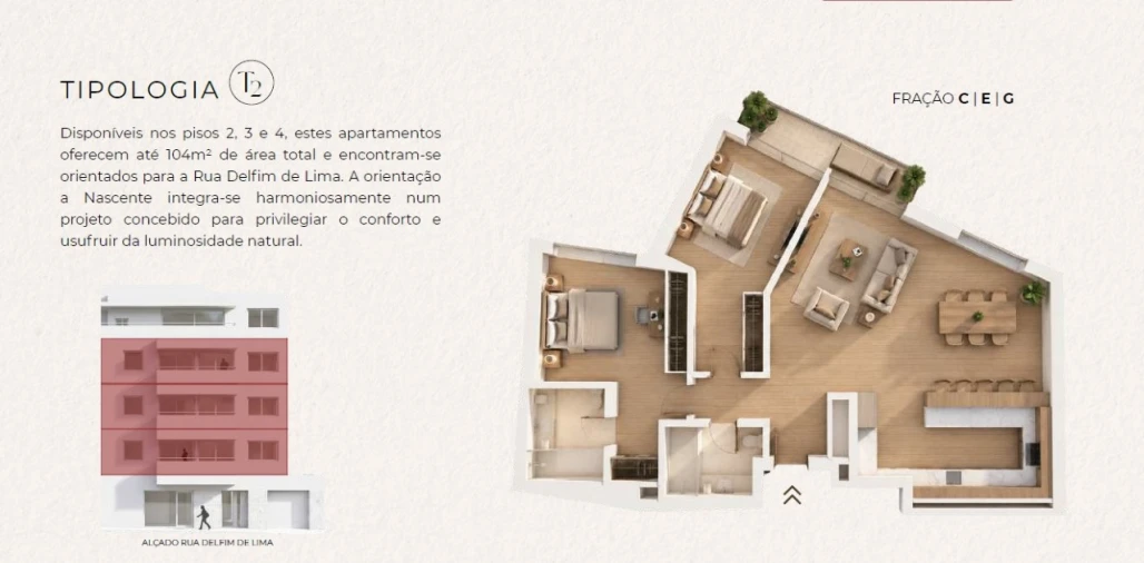 Apartamento T2 para Venda em Canelas Planta 2