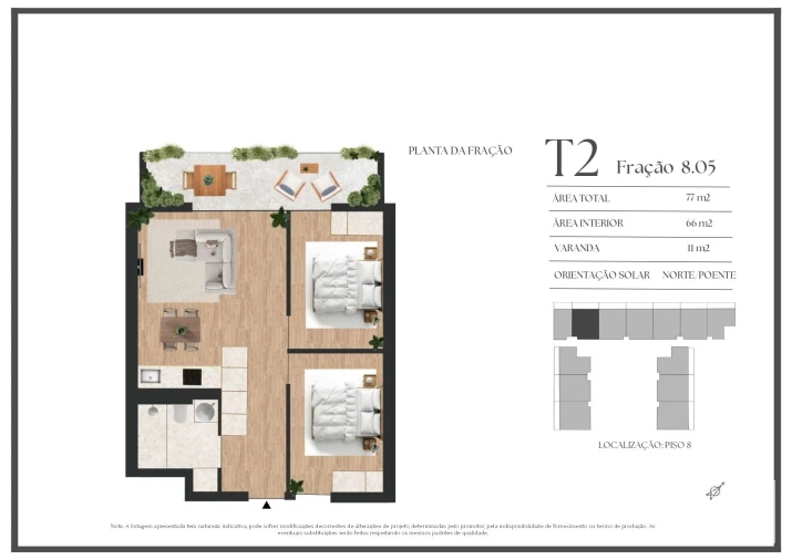 Apartamento T2 para Venda em Vilar de Andorinho Planta 1