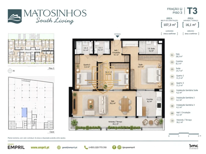 Apartamento T3 para Venda em Matosinhos e Leça da Palmeira Planta 1