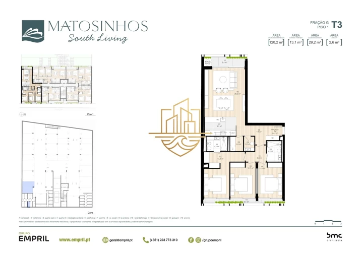 Apartamento T3 para Venda em Matosinhos e Leça da Palmeira Planta 1
