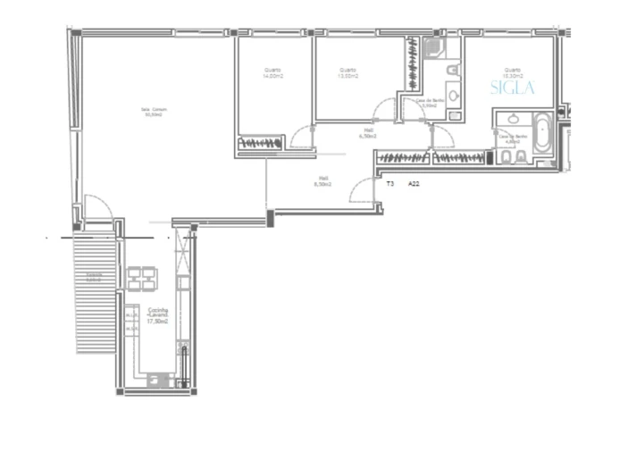 Apartamento T3 para Arrendamento em Gulpilhares e Valadares Planta 1