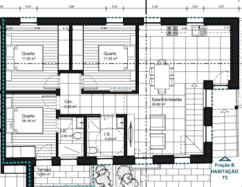 Apartamento T3 para Venda em Campo