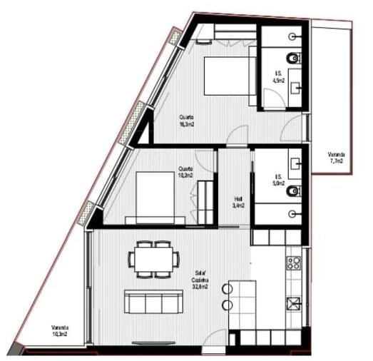 Apartamento T2 para Venda em Paranhos Planta 1