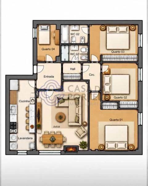 Apartamento T3 para Venda em Perafita, Lavra e Santa Cruz do Bispo