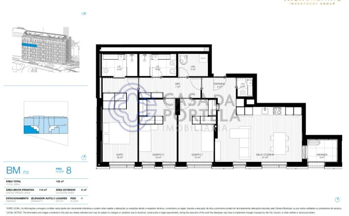 Apartamento T3 para Venda em Mafamude e Vilar do Paraíso Foto 35