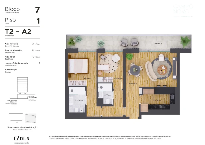Apartamento T2 para Venda em Lumiar Planta 1