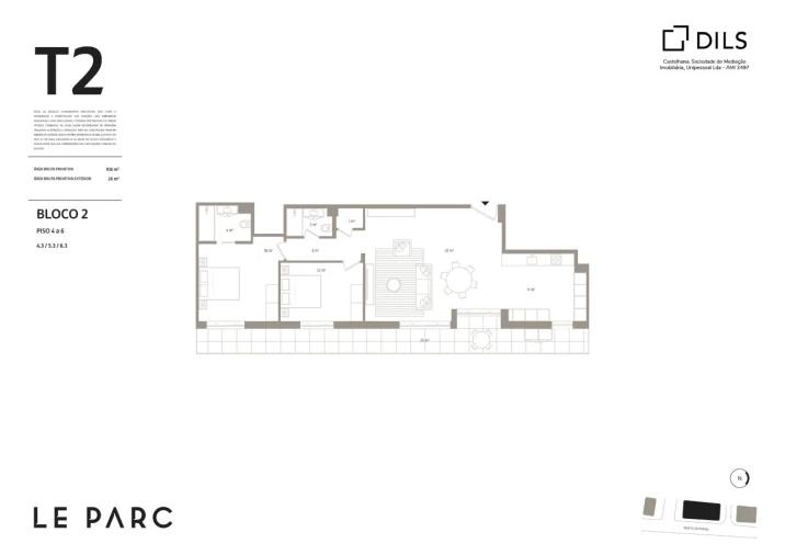 Apartamento T2 para Venda em Faro (Sé e São Pedro) Planta 1