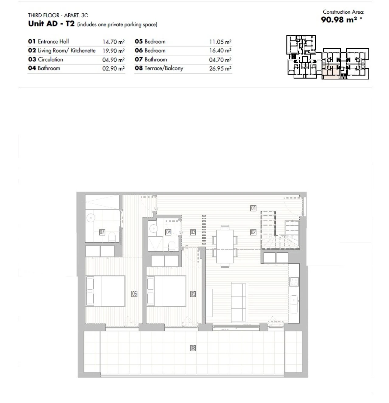 Apartamento T2 para Venda em Lagos (São Sebastião e Santa Maria) Planta 2