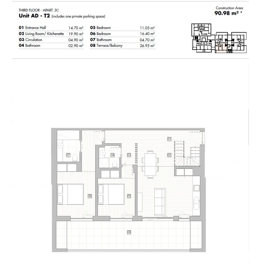 Apartamento T2 para Venda em Lagos (São Sebastião e Santa Maria) Planta 2