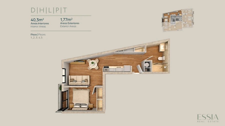 Apartamento T1 para Venda em Matosinhos e Leça da Palmeira Planta 1