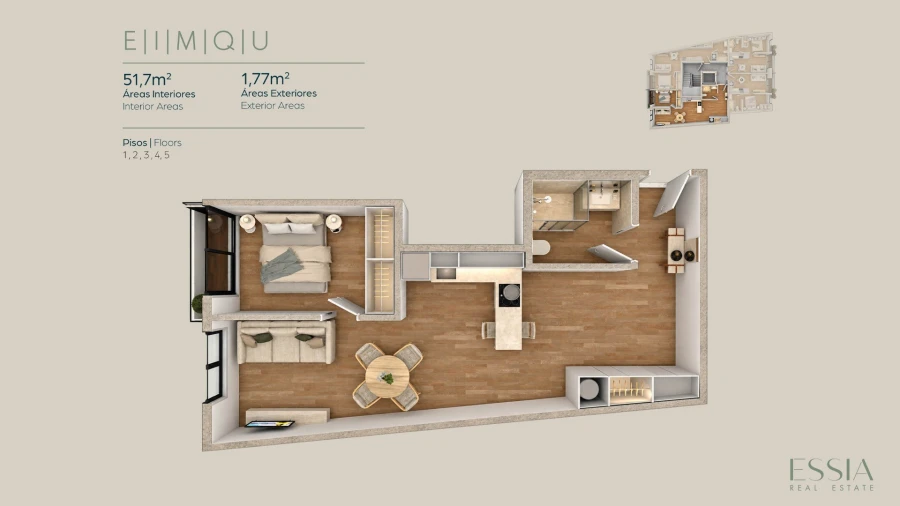 Apartamento T1 para Venda em Matosinhos e Leça da Palmeira Planta 1