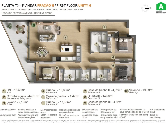 Apartamento T3 para Venda em Tavira (Santa Maria e Santiago) Planta 1
