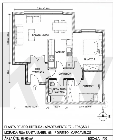 Apartamento T2 para Venda em Carcavelos e Parede