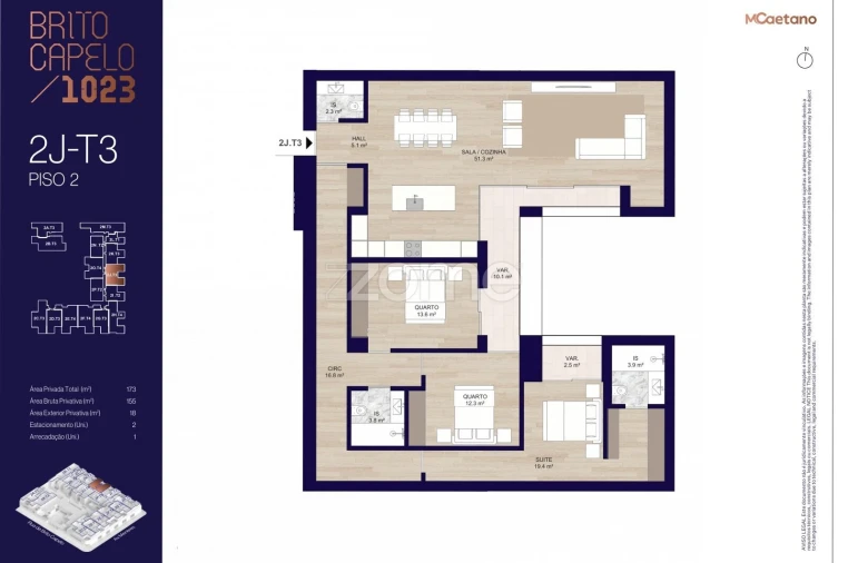 Apartamento T3 para Venda em Matosinhos e Leça da Palmeira Planta 1