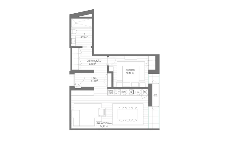 Apartamento T1 para Venda em Santa Joana Planta 1