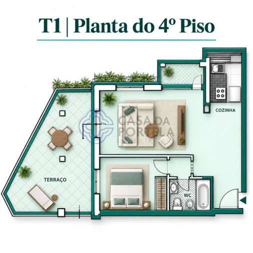 Apartamento T1 para Venda em Portimão Planta 1
