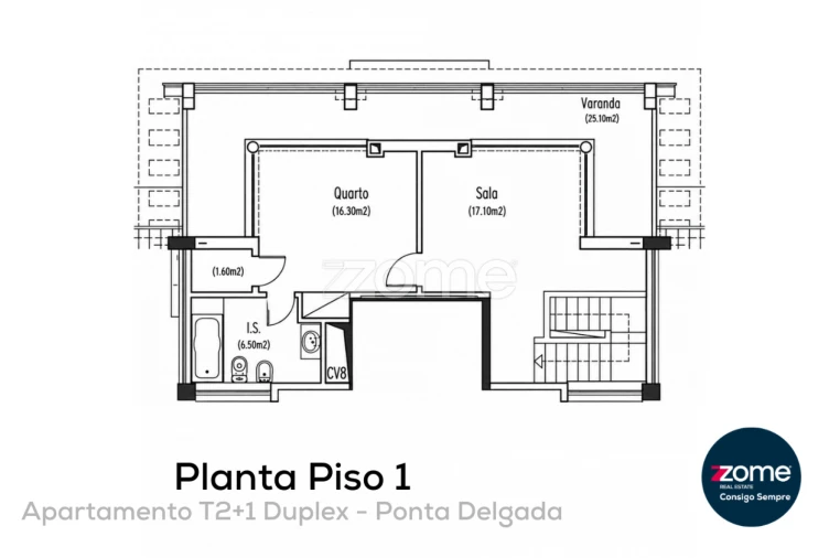 Apartamento T3 para Venda em Ponta Delgada (São Pedro) Planta 2