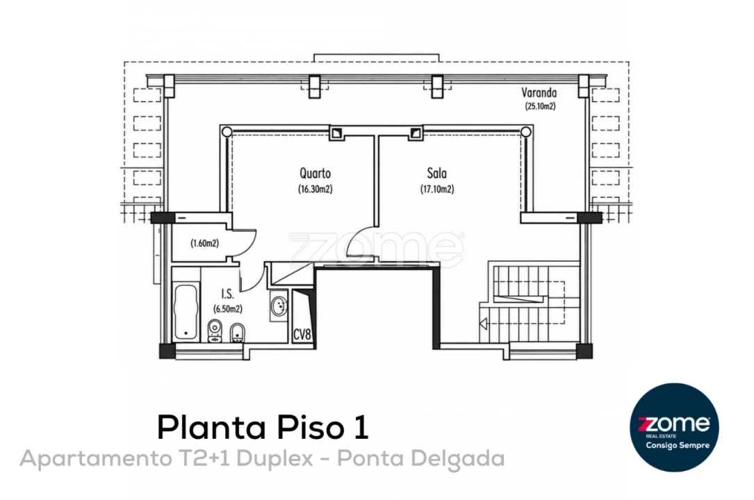 Apartamento T3 para Venda em Ponta Delgada (São Pedro) Planta 2