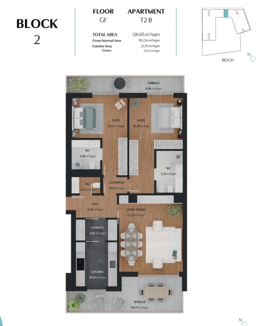 Apartamento T2 para Venda em Quarteira Planta 1
