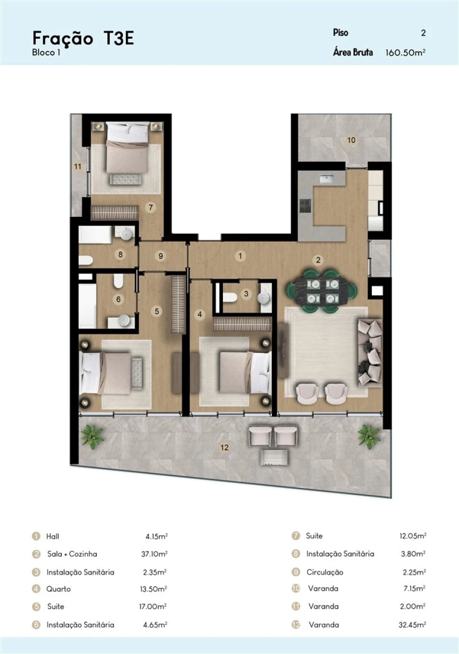 Apartamento T3 para Venda em São Martinho Planta 1