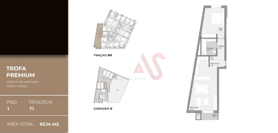 Apartamento T1 para Venda em Bougado (São Martinho e Santiago)