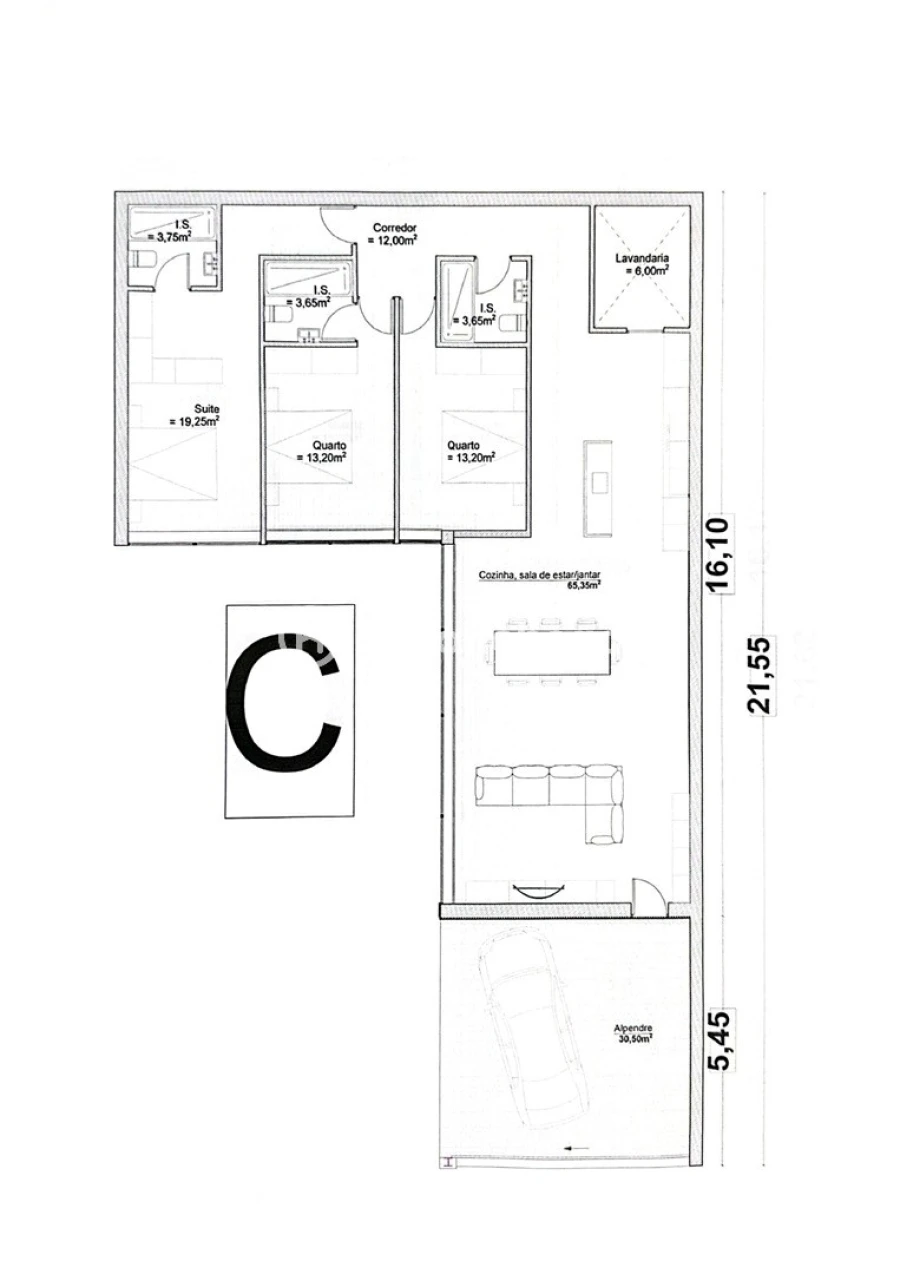 Moradia T3 para Venda em Carvalhal Planta 1