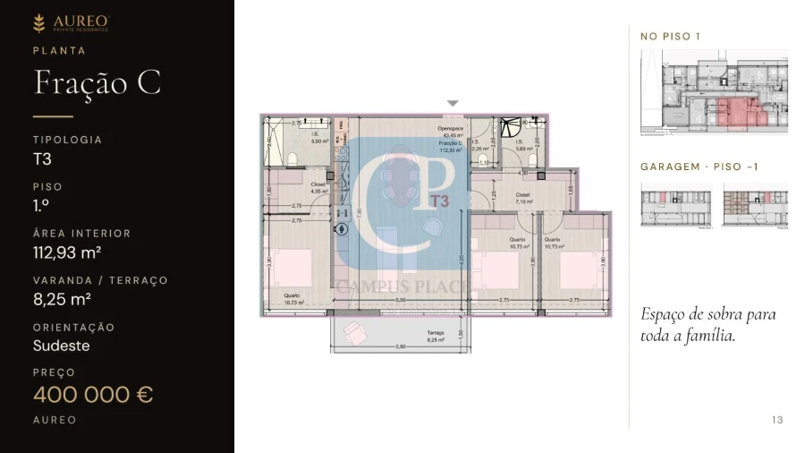 Apartamento T3 para Venda em Fânzeres e São Pedro da Cova Planta 1