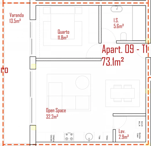Apartamento T1 para Venda em Lodares Planta 1