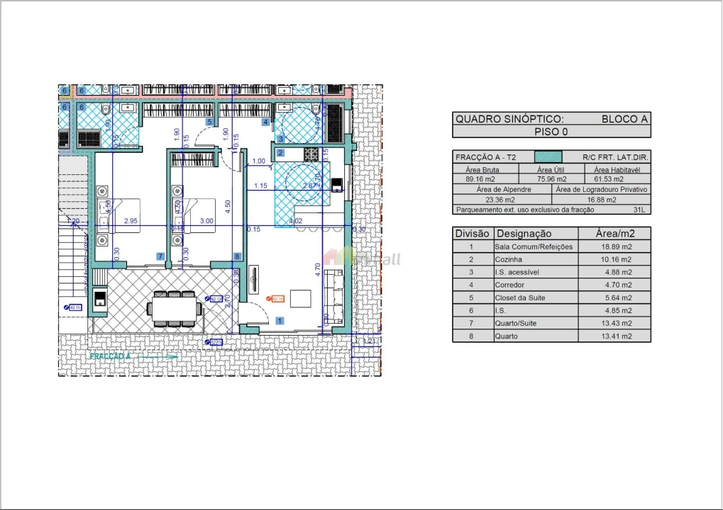 Apartamento T2 para Venda em Azeitão (São Lourenço e São Simão) Planta 2