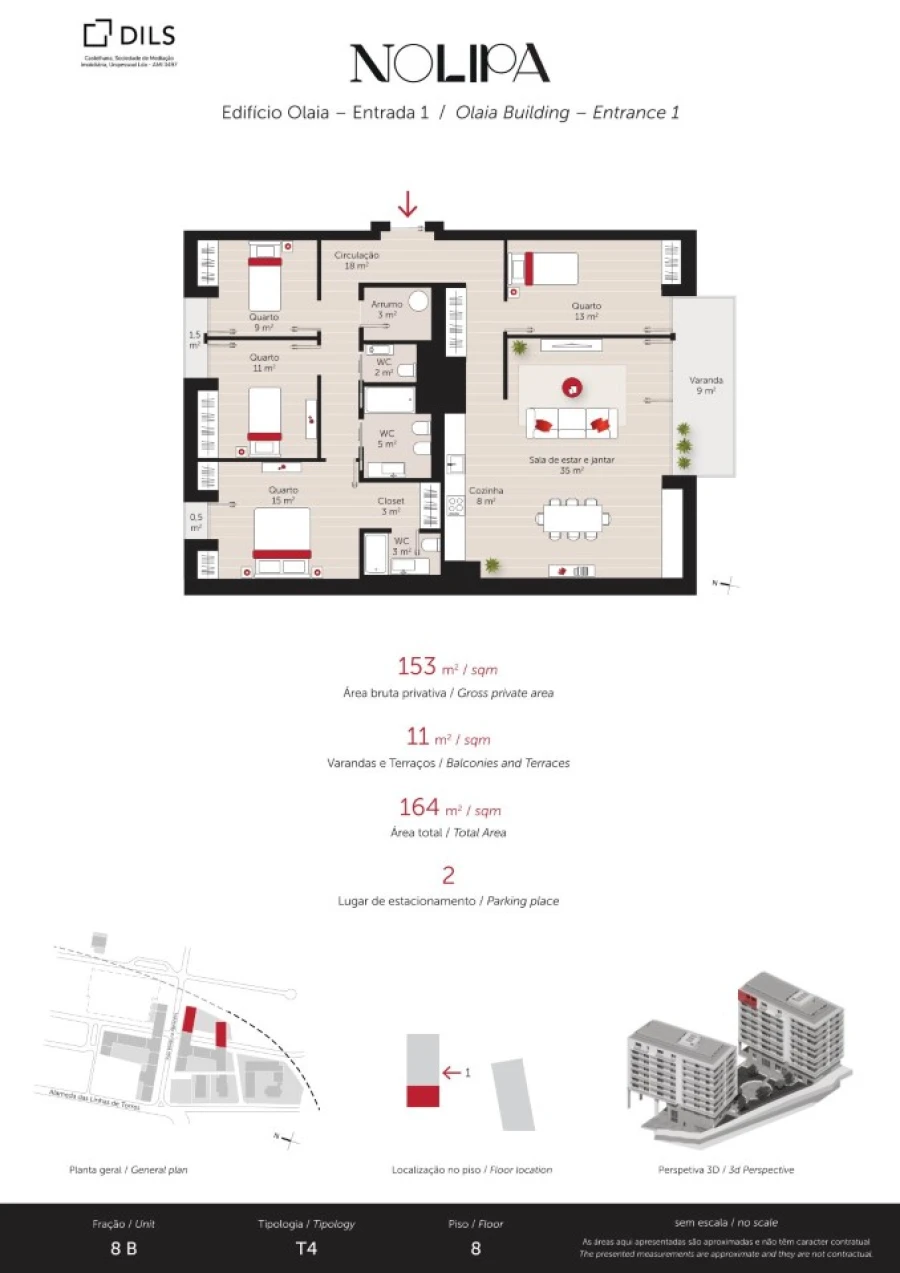 Apartamento T4 para Venda em Lumiar Planta 1