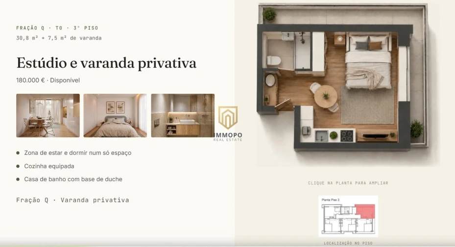 Apartamento T0 para Venda em Perafita, Lavra e Santa Cruz do Bispo Planta 1