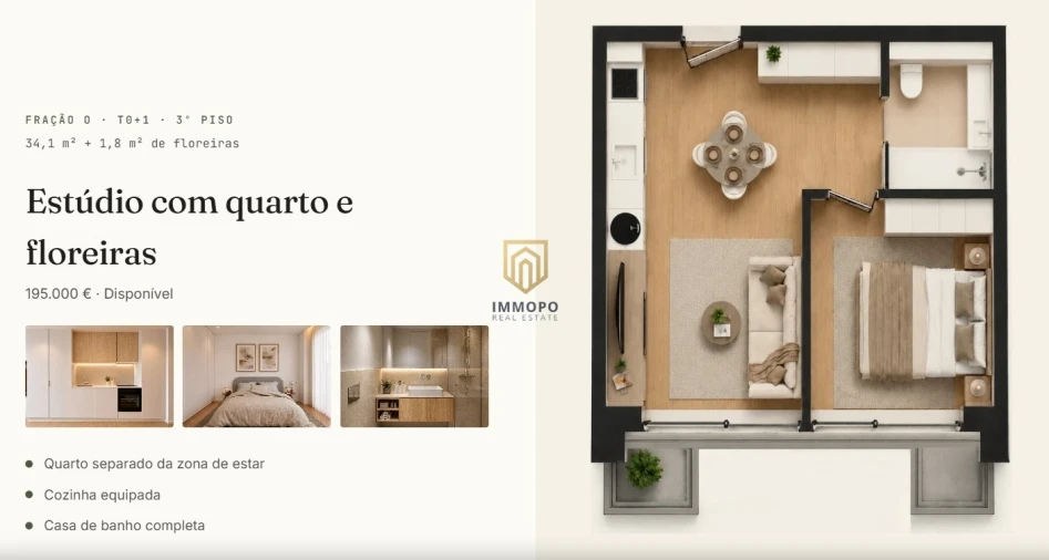 Apartamento T0 para Venda em Perafita, Lavra e Santa Cruz do Bispo Planta 1