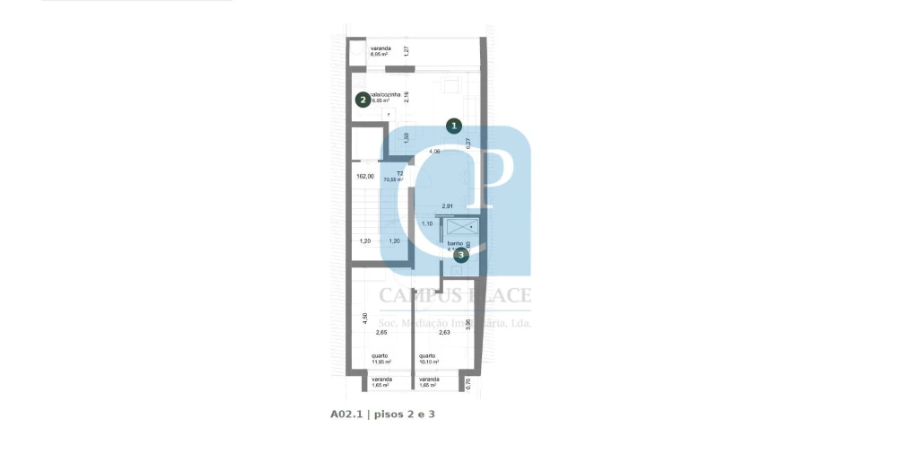 Apartamento T2 para Venda em Pedrouços Planta 1