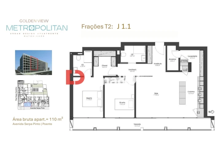 Apartamento T2 para Venda em Matosinhos e Leça da Palmeira Planta 1