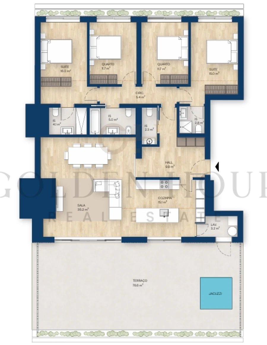 Apartamento T4 para Venda em Canidelo Planta 1