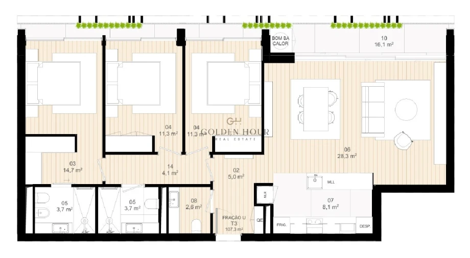 Apartamento T3 para Venda em Matosinhos e Leça da Palmeira Planta 1