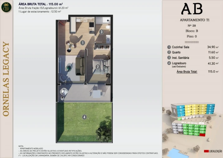 Apartamento T1 para Venda em Calheta Planta 1